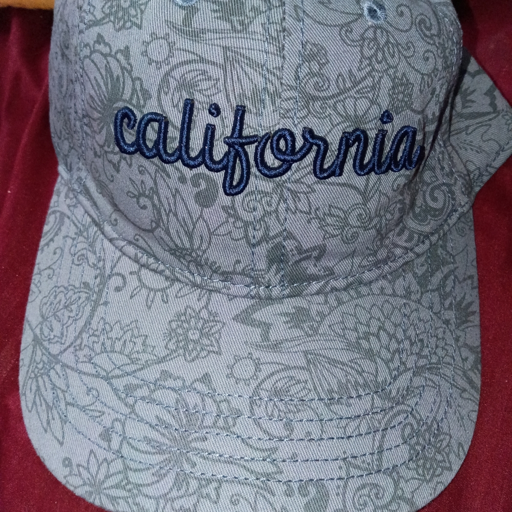 Embroidered "california" Floral Baseball Cap - Light Gray with Navy